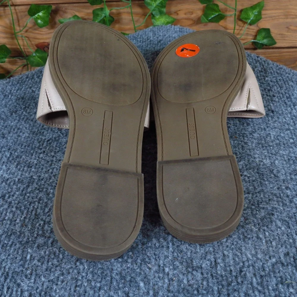 Guess‎ Magnify Women Slide Sandals Size 8 Casual Summer Beige Synthetic Flat